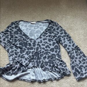 Altar'd State Gray Animal Print Blouse
